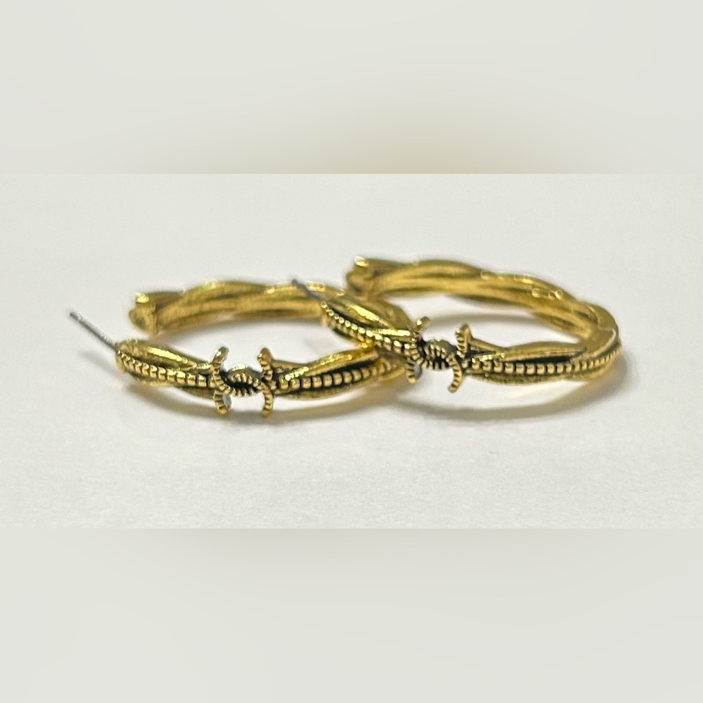 Gold CC Twisted Hoop Earrings